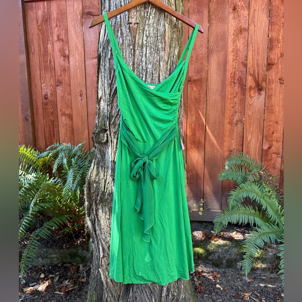Philip DiCaprio Green Sleeveless Dress with Ribbon Tie Waist NWT